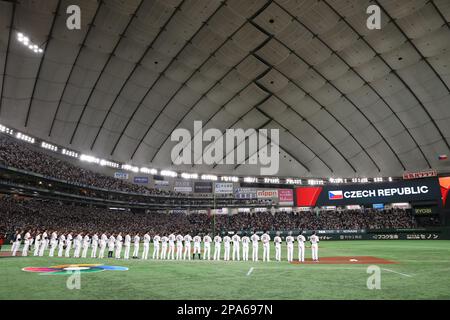 Tokio, Japan. 11. März 2023. Japan Team Group (JPN) Baseball : 2023 World Baseball Classic First Round Pool B Spiel zwischen der Tschechischen Republik und Japan im Tokyo Dome in Tokio, Japan . Kredit: CTK Photo/AFLO/Alamy Live News Stockfoto