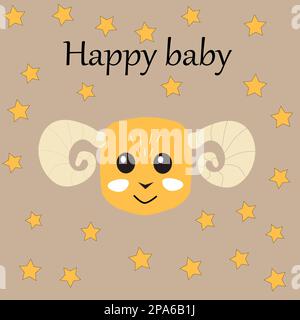 Fröhliches Lamm auf beigefarbenem Hintergrund Stock Vektor