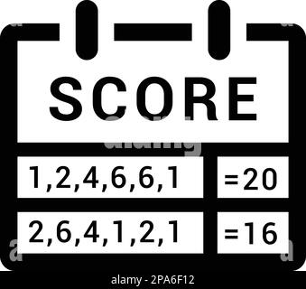 Punktzahl, Scorecard-Symbol zur Verwendung in mobilen Apps, Printmedien und Webdesign oder anderen Designprojekten. Stock Vektor
