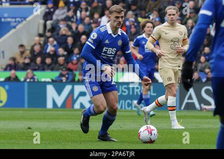 Kiernan Dewsbury-Hall in Leicester City während der ersten Hälfte des Premier League-Spiels zwischen Leicester City und Chelsea im King Power Stadium in Leicester am Samstag, den 11. März 2023. (Foto: John Cripps | MI News) Guthaben: MI News & Sport /Alamy Live News Stockfoto