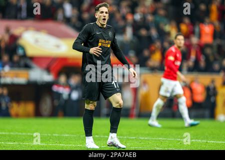 ISTANBUL, TURKIYE - 11. MÄRZ: Nicolo Zaniolo von Galatasaray während des türkischen Super Lig Match zwischen Galatasaray und Kasimpasa am Nef Stadyumu am 11. März 2023 in Istanbul, Turkiye (Foto: /Orange Pictures) Stockfoto