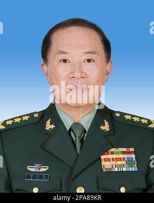 Peking, China. 11. März 2023. Weidong wurde auf der ersten Sitzung des 14. Nationalen Volkskongresses (NPC) in Peking, Hauptstadt Chinas, am 11. März 2023 als stellvertretender Vorsitzender der Zentralen Militärkommission (CMC) der Volksrepublik China anerkannt. Kredit: Xinhua/Alamy Live News Stockfoto