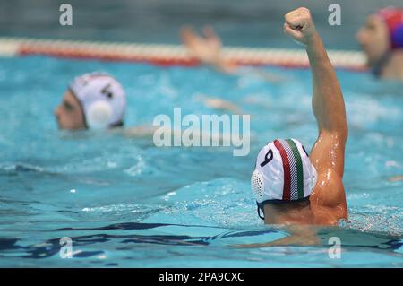 ZAGREB, KROATIEN - MÄRZ 11: Nicholas Presciutti von Italien in Aktion beim Wasserpolo-Weltmeisterschaftsspiel der Männer zwischen Italien und Kroatien am 11. März 2023 im Mladost Sports Park Pool in Zagreb, Kroatien. Foto: Marko Prpic/PIXSELL Credit: Pixsell/Alamy Live News Stockfoto