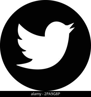 Twitter-Vogellogo. Realistisches Logo für Social Media-Symbole. Twitter – beliebtes Symbol für soziale Medien, Instant Messenger Stock Vektor