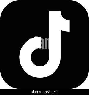 TikTok-Logo. Realistisches Logo für Social Media-Symbole. TIK Tok flache Symbolvorlage in schwarzer Farbe editierbar. Vektor des abgewickelten Symbols TIK Tok Stock Vektor