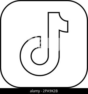 TikTok-Logo. Realistisches Logo für Social Media-Symbole. TIK Tok-Liniensymbol-Vorlage in schwarzer Farbe editierbar. Vektor des abgewickelten Symbols TIK Tok Stock Vektor