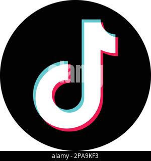 TikTok-Logo. Realistisches Logo für Social Media-Symbole. TIK Tok flache Symbolvorlage in schwarzer Farbe editierbar. Vektor des abgewickelten Symbols TIK Tok Stock Vektor