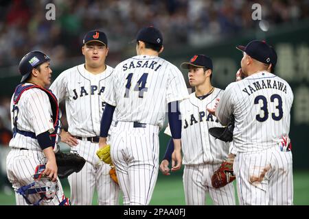 Tokio, Japan. 11. März 2023. Japan Team Group (JPN) Baseball : 2023 World Baseball Classic First Round Pool B Spiel zwischen der Tschechischen Republik und Japan im Tokyo Dome in Tokio, Japan . Kredit: CTK Photo/AFLO/Alamy Live News Stockfoto