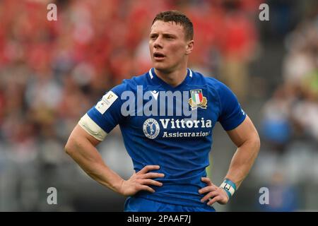 Rom, Italia. 11. März 2023. Paolo Garbisi von Italien während des sechs-Nationen-Rugbyspiels zwischen Italien und Wales im Stadio Olimpico in Rom am 11. März 2023. Foto: Antonietta Baldassarre/Insidefoto Credit: Insidefoto di andrea staccioli/Alamy Live News Stockfoto