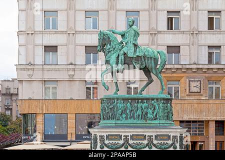 Belgrad, Serbien - April 24 2019: Das Fürst-Mihailo-Denkmal (Serbisch: Споменик кнезу Михаилу) ist ein Denkmal von Fürst Mihailo. Sie befindet sich auf Repu Stockfoto