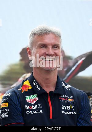 Mumbai, Indien. 11. März 2023. David Coulthard, ehemaliger Formel-1-Autofahrer, lächelt während einer Pressekonferenz in Mumbai. (Foto: Ashish Vaishnav/SOPA Images/Sipa USA) Guthaben: SIPA USA/Alamy Live News Stockfoto