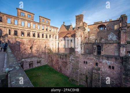 Englischer Flügel und Bibliotheksbau im Heidelberger Schloss Heidelberg Stockfoto