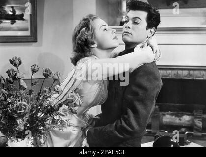 Piper Laurie, Tony Curtis, am Set des Films, „No Room for the Groom“, Universal Pictures, 1952 Stockfoto