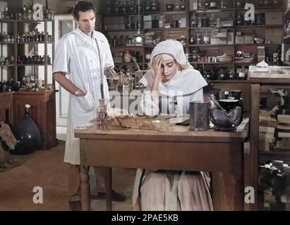 Peter Finch, Audrey Hepburn, Drehort des Films „The Nun's Story“, Warner Bros., 1959 Stockfoto