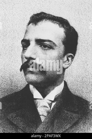 1892 : der gefeierte italienische Komponist UMBERTO GIORDANO ( Foggia 1867 - Milano 1948 ) , Autor von VERISMO OPERN . Seine Meisterwerke waren ANDREA CHENIER und FEDORA , die beide die Bühnen der Opernhäuser bis zu seiner Zeit gehalten haben . Porträtgravierung von Ernesto Fontana , aus IL TEATRO ILLUSTRATO , Mai 1892 - OPERA LIRICA VERISTA - COMPOSITORE - MUSICA - Portrait - ritratto - Baffi - Schnurrbart - papillon - Krawatte - Cravatta - Kragen - colletto - MUSICA CLASSICA - KLASSISCH - OPERA - COMPOSITORE LIRICO - Portrait - ritto - Krawatte - MUSICIRATA - MUSICIRATA - MUSICA - MUSICA - MUSICA - MUSICA - Ich... ARCHIVIO G. Stockfoto