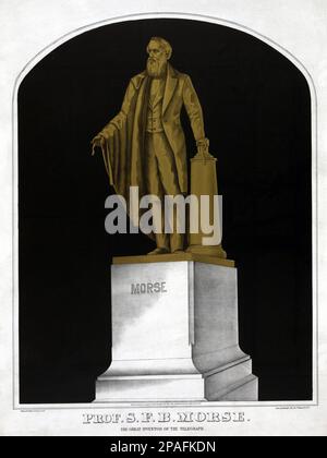 1870 : Professor Samuel Finley Breese MORSE ( New York 1791 - 1872 ) , Maler und Erfinder des elektrischen Telegrafen ( 1836 ) und Morse Code ( 1844 ) , erster Präsident der Nationalen Designakademie ( 1826 ) . - INVENTORE - Portrait - ritratto - TELEGRAFO - ALFABETO - TELECOMUNICAZIONI - alter Mann - uomo anziano vecchio - monumento ---- ARCHIVIO GBB Stockfoto