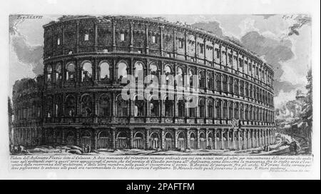 1756 : Gravur des italienischen Künstlers GIOVANNI BATTISTA PIRANESI ( 1720 - 1778 ) : das römische Kolosseum - ROM - ARTE - ARTS - INCISIONE - PORTRAIT - COLOSSEO - ITALIA - ARCHITETTURA - ARCHITEKTUR - Giambattista - Incisione ---- ARCHIVIO GBB Stockfoto