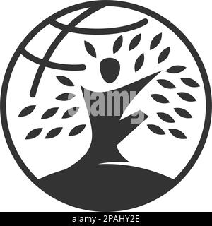 Vorlage für das People Tree-Vektor-Logo Symbol Illustration Markenidentität. Isolierte und flache Illustration. Grafik Stock Vektor