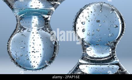 Transparente Spritzwassertröpfchen und Reflexionen Abstrakt 3D-Darstellung frischer und sauberer Grafikelemente Material hohe Qualität 3D-Illustratio Stockfoto