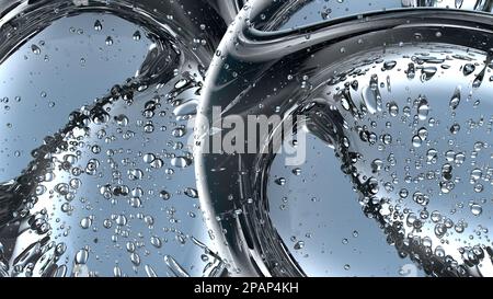 Frisches und sauberes grafisches Design-Elementmaterial einer abstrakten 3D-Darstellung einer Kugel mit Brechung und Reflexion in transparentem Wasser. Hohe Qual Stockfoto