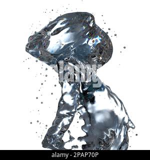 Isoliertes 3D-Rendering von transparentem erhabenem Wassertropfen frisches und sauberes Grafikelement Material hochwertige 3D-Darstellung. Stockfoto