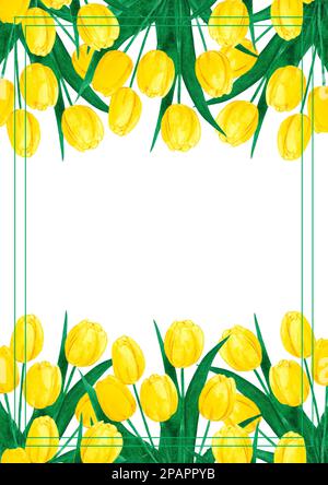 Handgezeichnete, Aquarell gelbe Tulpen Blumenstrauß. Isoliert auf weißem Hintergrund. Sammelalbum, Postkarte, Banner, Plakat, Plakat Stockfoto