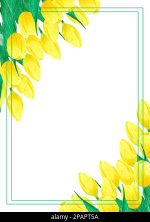 Handgezeichnete, Aquarell gelbe Tulpen Blumenstrauß. Isoliert auf weißem Hintergrund. Sammelalbum, Postkarte, Banner, Plakat, Plakat Stockfoto