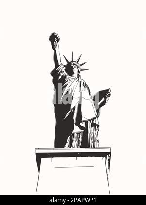 Skizze der Freiheitsstatue New York City USA, handgezeichnete Vektorzeichnung Stock Vektor