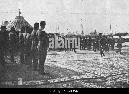 Ankunft von Ferdinand I. von Bulgarien in Konstantinopel. Foto von 1910. Stockfoto