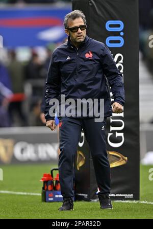 Twickenham, Vereinigtes Königreich. 11. März 2023. England gegen Frankreich, Guinness 6 Nationen. Twickenham-Stadion. Twickenham. Fabien Galthié (französischer Cheftrainer) vor dem Rugby-Spiel England gegen Frankreich in den Guinness 6 Nations. Kredit: Sport In Pictures/Alamy Live News Stockfoto