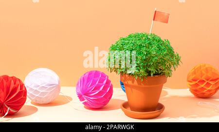 Manjerico Papier Girlande auf dem blauen Hintergrund Stockfoto