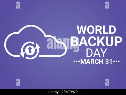 World Backup Day Konzept mit Wolke und Pfeilen auf blauem Hintergrund. Vektordarstellung Stock Vektor