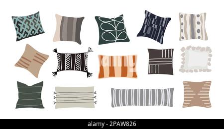 Trendiges Bett und Couchkissen. Stock Vektor