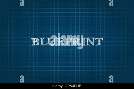 Blueprint-Hintergrund. Dunkelblauer Hintergrund mit Linien für die technische Planung. Ingenieurwesen, Architekturerfindungskonzept. Zeichnungsraster aus Würfeln Stock Vektor