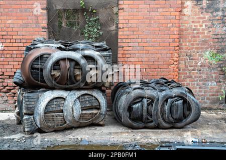 End-of-Use-Reifen, Liverpool Dockland Stockfoto