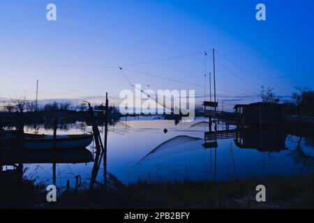 Angelhütte in Dep Blue in Pialassa della Baiona Stockfoto