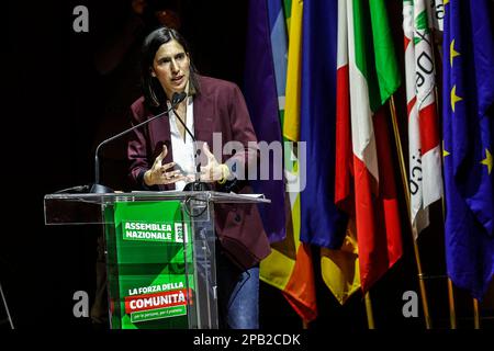 Rom, Italien. 12. März 2023. Elly Schlein reagiert während der Mitte-Links-Nationalversammlung der Demokratischen Partei, nachdem sie am 12. März 2023 in Rom, Italien, zum neuen Sekretär ernannt wurde. Kredit: Riccardo De Luca - Update Images/Alamy Live News Stockfoto