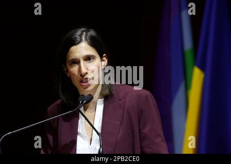 Rom, Italien. 12. März 2023. Elly Schlein reagiert während der Mitte-Links-Nationalversammlung der Demokratischen Partei, nachdem sie am 12. März 2023 in Rom, Italien, zum neuen Sekretär ernannt wurde. Kredit: Riccardo De Luca - Update Images/Alamy Live News Stockfoto