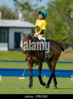 3/10/23 Port Mayaca, Florida Sarah Siegel Magness DUNDAS VS EL CID FITNESS während der Semi Finals des US Women’s Polo 18-24 Goal Cup 2023 auf dem Port Mayaca Polo Gelände in Port Mayaca, Florida, Freitag, 10. März 2023. Foto: Jennifer Graylock-Graylock.com 917-519-7666 Stockfoto