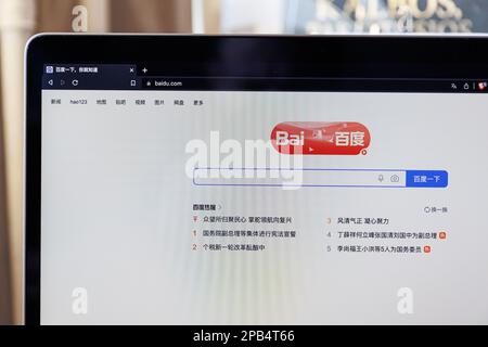 Kaunas, Litauen - 2023. März 12: Nahaufnahme der Baidu-Website auf dem PC-Bildschirm. Hochwertiges Foto Stockfoto