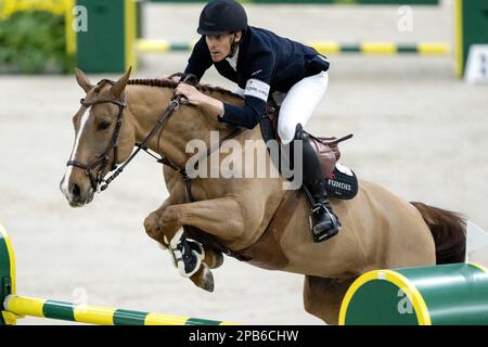 DEN BOSCH - Henrik von Eckermann (SWE) auf König Edward in Aktion während der Weltmeisterschafts-Show Springen, während der Dutch Masters Indoor Brabant Horse Show. ANP SANDER KONING niederlande raus - belgien raus Stockfoto