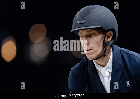 DEN BOSCH - Henrik von Eckermann (SWE) auf König Edward in Aktion während der Weltmeisterschafts-Show Springen, während der Dutch Masters Indoor Brabant Horse Show. ANP SANDER KONING niederlande raus - belgien raus Stockfoto