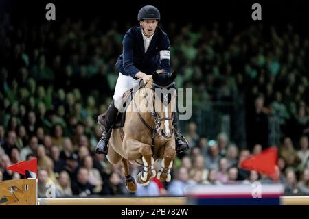 DEN BOSCH - Henrik von Eckermann (SWE) auf König Edward in Aktion während der Weltmeisterschafts-Show Springen, während der Dutch Masters Indoor Brabant Horse Show. ANP SANDER KONING niederlande raus - belgien raus Stockfoto