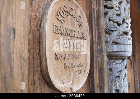 Vang Stave Church, Karpacz, Karkonosze Mountains (Riesengebirge), Sudeten Mountains, Niederschlesien, Polen, Februar 2023 Stockfoto