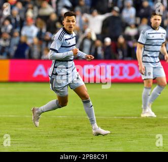 Sporting Kansas City Forward Dániel Sallói (20). Am 11. März 2023 veranstaltete Sports KC die LA Galaxy im Children's Mercy Park Stadium in Kansas City, KS, USA, bei einem Major League Soccer-Spiel. Foto: Tim Vizer/Sipa USA Stockfoto