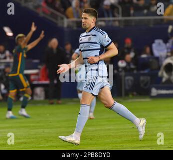 Kansas City, USA. 16. November 2022. Sportverteidiger von Kansas City Andreu Fontàs (3). Sporting KC war Gastgeber der LA Galaxy bei einem Major League-Fußballspiel am 11. März 2023 im Children's Mercy Park Stadium in Kansas City, KS, USA. Foto: Tim Vizer/Sipa USA Kredit: SIPA USA/Alamy Live News Stockfoto