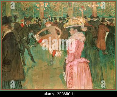 MOULIN ROUGE 1890 Henri de Toulouse-Lautrec, Französisch -''at the Moulin Rouge - The Dance' Moulin Rouge Paris Frankreich 1800er Jahre Illustrationskunst Stockfoto