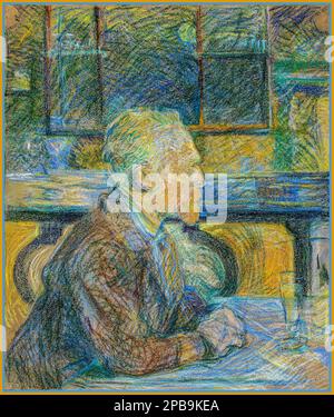 VINCENT VAN GOGH von Toulouse-Lautrec Portrait von Henri Vincent van Gogh Portrait von Vincent van Gogh (1887). Portrait von Vincent van Gogh ist eine 1887 kreidepastellfarbene Pappe von Henri de Toulouse-Lautrec. Toulouse-Lautrec hatte Vincent van Gogh getroffen, elf Jahre älter, als beide von 1886 bis 1887 im Studio Fernand Cormon in Paris, Frankreich, Unterricht nahmen Stockfoto