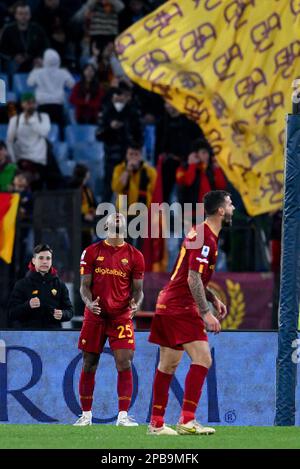 Rom, Italien. 12. März 2023. Während der Serie A Match zwischen Roma und Sassuolo am 12. März 2023 im Stadio Olimpico, Rom, Italien. Kredit: Giuseppe Maffia/Alamy Live News Stockfoto