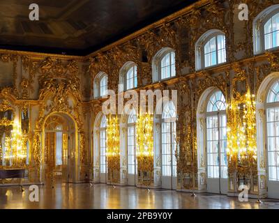 Große Halle, Ballsaal, Katharinenpalast, Zarskoye Selo (Zarendorf), Puschkin, Puschkinsky-Viertel, St. Petersburg, Russland, Weltkulturerbe Stockfoto